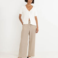 RHYTHM ADELE SHORT SLEEVE KNIT CARDIGAN - WHITE
