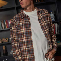RHYTHM ALBERT CHECK LS SHIRT - ALMOND