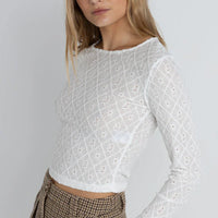 RHYTHM CHARM LONG SLEEVE TOP - WHITE