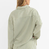 RHYTHM COVE STRIPE LONG SLEEVE SHIRT - ALOE