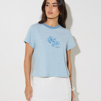RHYTHM DAISY FLORAL STRIPE TEE - BABY BLUE