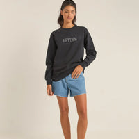 RHYTHM FLAGSHIP BOYFRIEND FLEECE CREW - BLACK