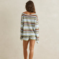 RHYTHM FRANKIE STRIPE KNIT SHORT - MARINE GREEN