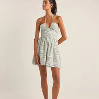 RHYTHM HARPER HALTER MINI DRESS BLUE FLORAL