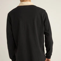 RHYTHM MENS HAYES LS RUGBY POLO - BLACK