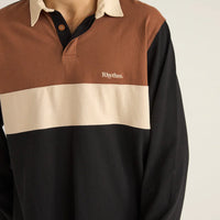 RHYTHM MENS HAYES LS RUGBY POLO - BLACK