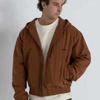 RHYTHM MENS HOODED WORK JACKET - VINTAGE BROWN