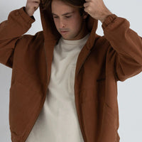 RHYTHM MENS HOODED WORK JACKET - VINTAGE BROWN