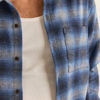 RHYTHM PLAID LS FLANNEL SHIRT - BLUE