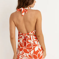 RHYTHM POPPY FLORAL HALTER TOP - RED