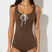 RHYTHM REEF SURF SHORT LACE UP ONE PIECE - CHOCOLATE