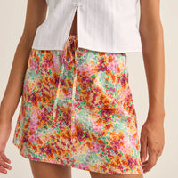 RHYTHM SIERRA FLORAL BIAS CUT MINI SKIRT - ORANGE