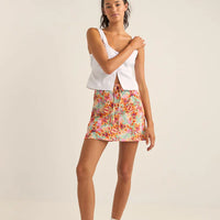 RHYTHM SIERRA FLORAL BIAS CUT MINI SKIRT - ORANGE