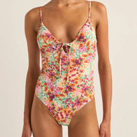 RHYTHM SIERRA FLORAL TIE FRONT ONE PIECE - ORANGE