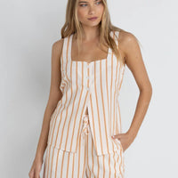 RHYTHM TIDE STRIPE LONG VEST - NATURAL