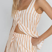 RHYTHM TIDE STRIPE LONG VEST - NATURAL
