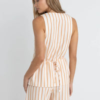 RHYTHM TIDE STRIPE LONG VEST - NATURAL