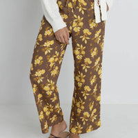 RHYTHM WOMENS ANIKA FLORAL DRAWSTRING PANT - CHOCOLATE