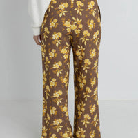 RHYTHM WOMENS ANIKA FLORAL DRAWSTRING PANT - CHOCOLATE
