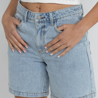 RHYTHM WOMENS TOUR DENIM BERMUDA SHORT - LIGHT BLUE