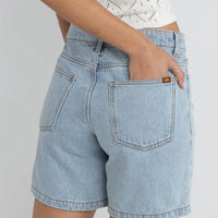RHYTHM WOMENS TOUR DENIM BERMUDA SHORT - LIGHT BLUE