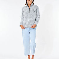 RIP CURL DARK N STORMY 1/4 ZIP CREW - LIGHT GREY