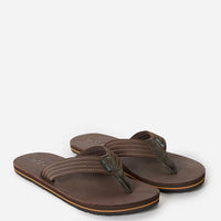 RIP CURL REVIVAL LEATHER OPEN TOE - DARK BROWN