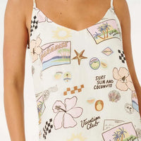 RIP CURL SUNSET LUAU MINI DRESS - OFF WHITE