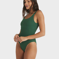 ROXY PALM SHADOWS HIGH LEG ONE PIECE - EVERGREEN