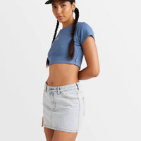 RVCA MINI DENIM SKIRT - ASH BLUE