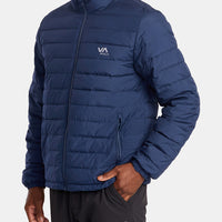 RVCA PACKABLE PUFFA JACKET - ARMY BLUE