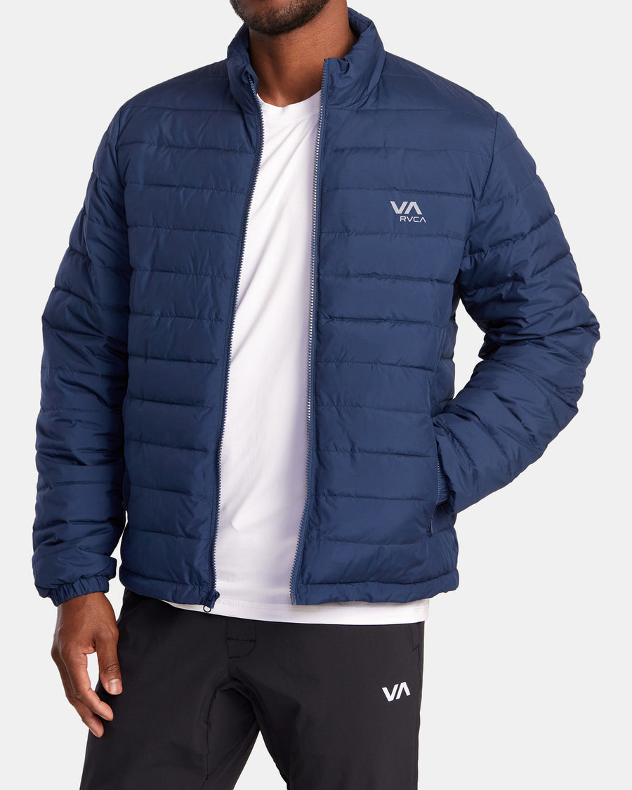 RVCA PACKABLE PUFFA JACKET - ARMY BLUE