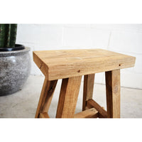 Rectangular Rustic Workers Teak Stool 50cm