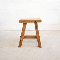 Rectangular Rustic Workers Teak Stool 50cm