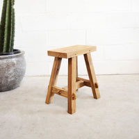Rectangular Rustic Workers Teak Stool 50cm