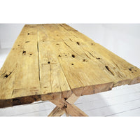 Rustic Teak Timber Cross Leg Dining Table 2m x 1m