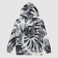 SANTA CRUZ WINKOWSKI DOPE PLANET 2 DOT MONO FRONT HOODIE - GREY TIE DYE