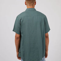 SILENT THEORY LINEN SHORT SLEEVE SHIRT - PINE