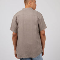 SILENT THEORY LINEN SHORT SLEEVE SHIRT - MUSHROOM
