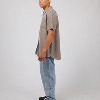 SILENT THEORY LINEN SHORT SLEEVE SHIRT - MUSHROOM