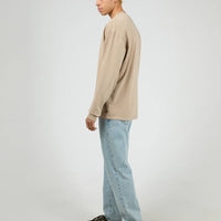 SILENT THEORY HEAVYWEIGHT STANDARD FIT LONG SLEEVE TEE - TAN