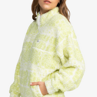 ROXY JIVE TALKING HALF ZIP POLAR FLEECE - EGRET BAJA DE LA CRUZ