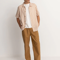 RHYTHM MENS TILE STRIPE SHORT SLEEVE SHIRT - NATURAL