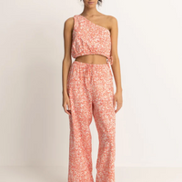 RHYTHM ISLANDER FLORAL ONE SHOULDER TOP - CORAL