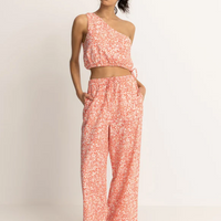 RHYTHM ISLANDER FLORAL DRAWSTRING PANT - CORAL