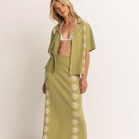 RHYTHM HORIZON KNIT MIDI SKIRT - PALM