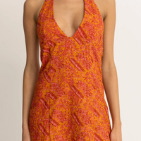 RHYTHM ADIA PAISLEY HALTER DRESS - ORANGE