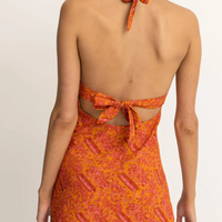 RHYTHM ADIA PAISLEY HALTER DRESS - ORANGE