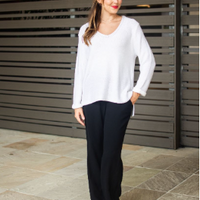 SILVER WISHES ROLL UP SLEEVE KNIT TOP - WHITE