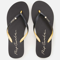 RIP CURL SCRIPT WAVE BLOOM THONGS - BLACK/GOLD